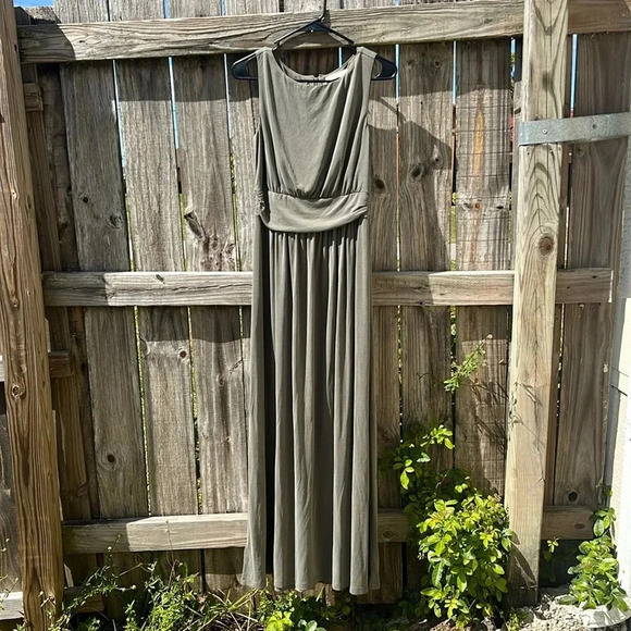 NWT green maxi dress versatile sleeveless soft flowy comfortable preppy dress xs - Picture 3 of 13